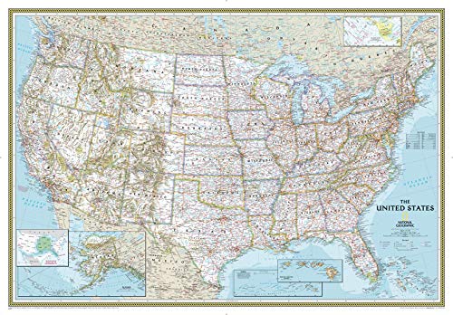 National Geographic United States Wall Map Classic Enlarged - Laminated (69.25 x 48 inches) (National Geographic Reference Map)