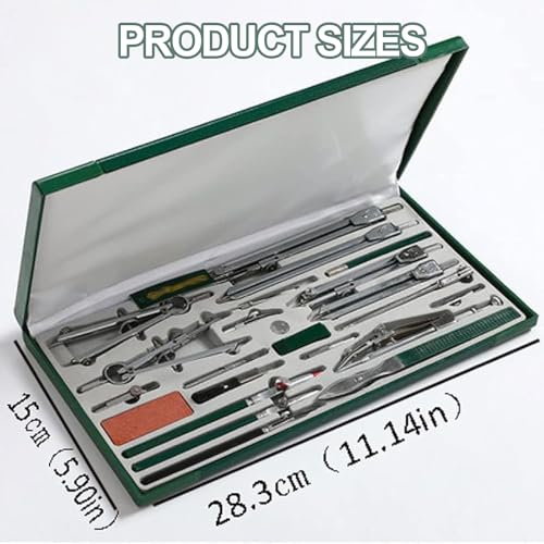 AMQYDT 23 Piece Geometry Kit, Construction Engineering Design Professional Drawing Tools, with Large Extension Beam, for Drafting, Math and Making Circles, School, Drafting, Architecture