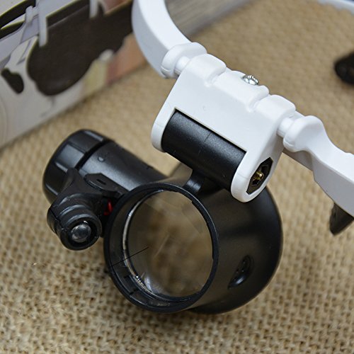 8X 15X 23X Double Eye Loupe Head Wearing Repair Jeweler Watch Clock Magnifier Illuminated Magnifying Glass with Led Light