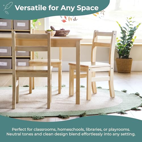 Guidecraft EdQ Hardwood Kids Chair Set of 2-Natural: Ladderback Wooden Chair for Children Ages 2-3 with 10" Seat Height | Kids Furniture for Playroom, Daycare, Preschool and Classroom Seating