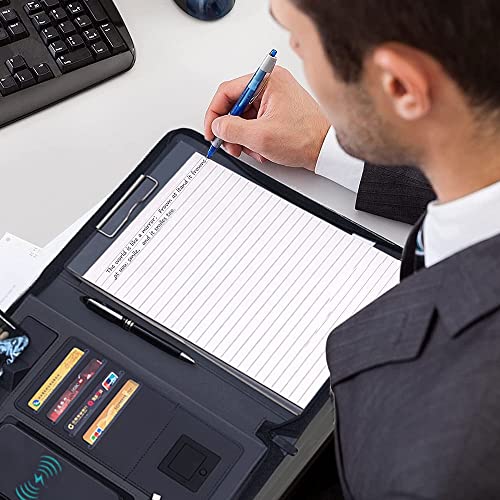 A4 Wireless Charging Portfolio Folder Multifunction Zipper Binder with 6000mah Power Office Notebook Organizer (Color : C)(C)