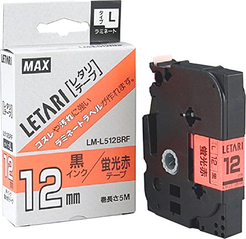 Max Beepop Mini Tape Cassette 18mm Wide Fluorescent Orange with Black Letters LM-L518BRF