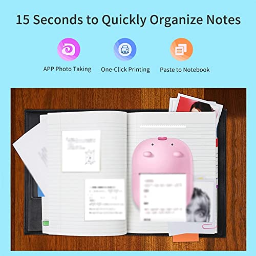 MVUYO 200dpi Mini Pocket Printer Portable Thermal Printer Photo Picture EList Receipt Printer BT(Blue)