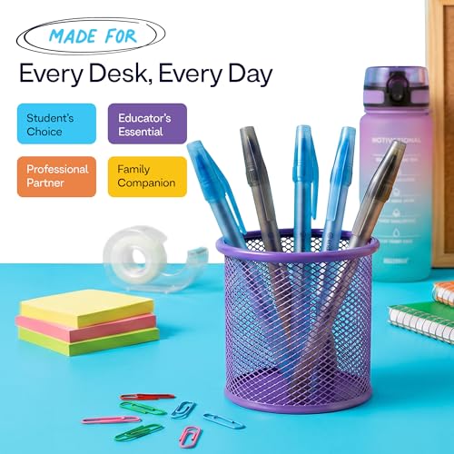 Enday Ballpoint Pens Bulk Blue and Black Pens (400 Pack) 200 Black & 200 Blue - Medium Point (1.0mm) Flexible Round Barrel For Writing Comfort, Pens Bulk for School, Home and Office.
