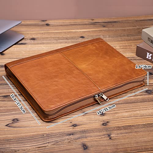 Geslun Leather Portfolio 3 Ring Binder for 8.5 x 11" Notepad and 13" Laptop