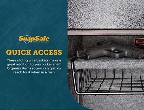 SnapSafe Hanging Shelf Document Basket, 76012 - Coated Wire Basket Maximizes Storage for Documents, Gun Accessories, & Ammo - Easy Access Under Shelf Storage for Gun Safes - Holds Up to 40 Pounds