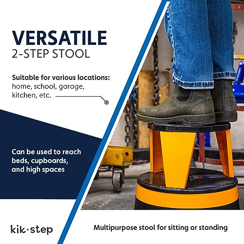 Cramer Kik Step Steel Step Stool - Two Step Stool, Holds 350 lbs (Blue)