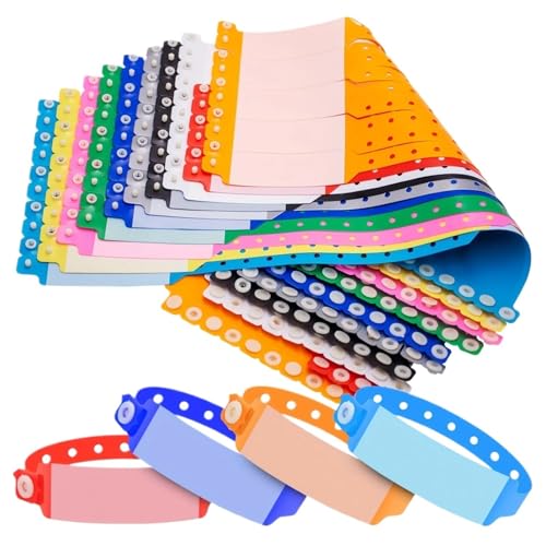 60pcs Disposable Plastic Wristbands Handwritten ID Snap Party Bracelets Unisex(Pink)