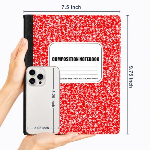 ZUBBLLE Composition Notebooks, Wide Ruled, Red Marble, 48-Pack