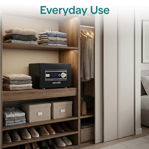 Biometric Fingerprint Safe, Keypad Code Access and Backup Keys, Quick Access Digital Safe for Home or Office, Stores Cash Jewelry etc., Compact, Easy Setup, Solid Metal Build. 13.77D x 9.84W x 9.84H