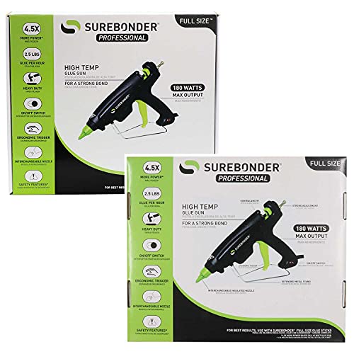 Surebonder PRO2-180 Quick Heating High-Temperature Professional Heavy Duty Hot Glue Gun for Packaging, Construction, Woodworking - Uses Full-Size, 7/16" Hot Glue Sticks