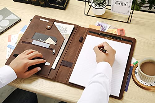 Personalized Leather Portfolio for Men, Engraved Leather Clipboard Portfolio Binder, Custom Leather Padfolio Leather Legal Portfolio, Christmas Gift for His/Her (Clipboard, Khaki-Standard)