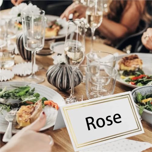 Name Tent Table Cards 200pcs Gold Silver Wedding Seating Number Card Name Place Cards Banquet Table Decor Christmas Birthday Party Greeting Card(Silver)