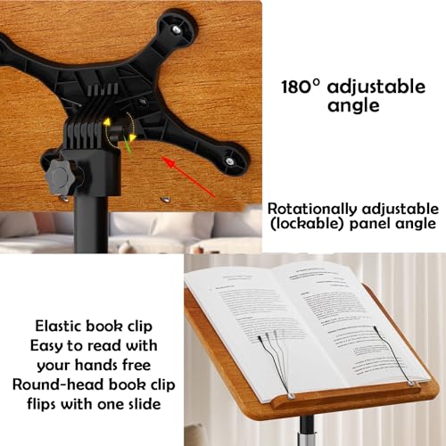 UBNMIUBV Adjustable Floor Standing Book Holder with Tray, Music Stand for Office & Conference Room, Supports 5Kg, Height 102Cm, Perfect for Presentations and Reading,H-142cm