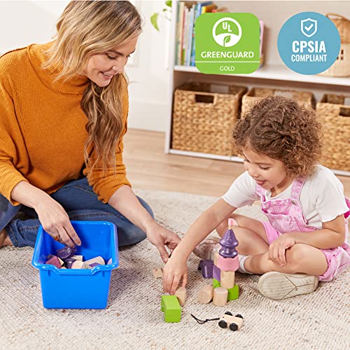 ECR4Kids Scoop Front Storage Bin, Multipurpose Organization, Blue, 15-Piece
