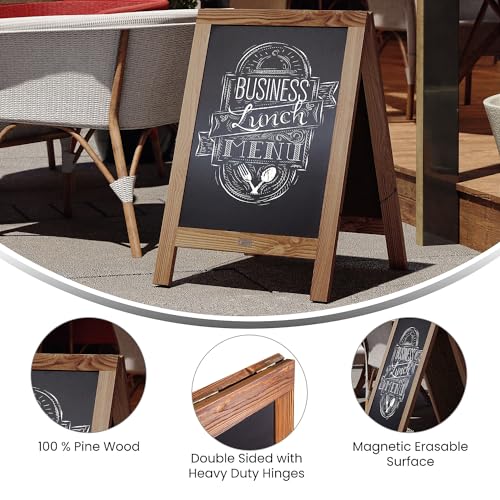 Flash Furniture Magnetic A-Frame Chalkboard Sign, 30" x 20", Brown