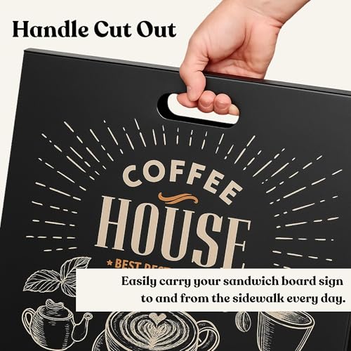 Ilyapa Metal A Frame Sign, Chalkboard Sidewalk Sign - 24x38 in, Black