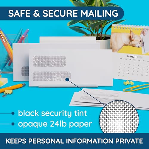 Blue Summit Supplies 500#10 Double Window Security Envelopes, Gummed