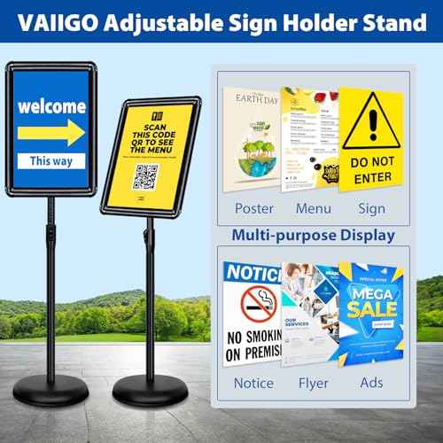 VAIIGO 2Pack 11x17 Sign Stand - Adjustable Floor Standing Sign Holder