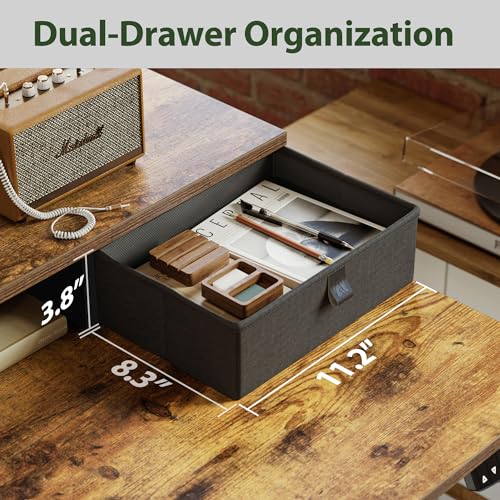 Agilestic 48 x 24 Inches Electric Standing Desk with 2 Storage Drawers, Adjustable Height Sit and Stand Computer Table with Splice Board, Rustic Brown