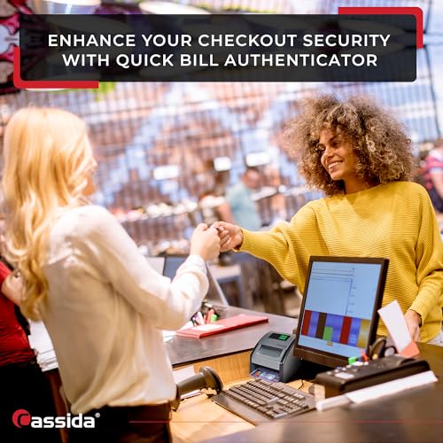 Cassida Omni-ID 2-in-1 Currency Counterfeit Detector with UV Identification Verification Lights – Bill Checker with Infrared, Magnetic and Ultraviolet Sensors - Pass/Fail Display (Pass/Fail + UV)