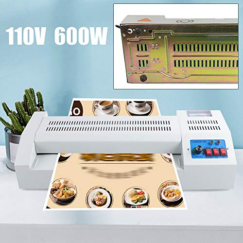 LYNICESHOP Thermal Laminator Machine, 13" Laminator Machine for A3/A4, 4 Roller System for Professional Finish Prevents Misfed Items, Hot Cold Film Laminating Document Paper Photo (C-50)