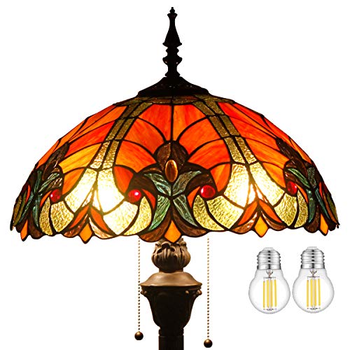 WERFACTORY Tiffany Floor Lamp 64 Inch Stained Glass Standing Reading Light
