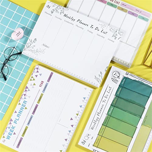 NSUQOA JSEIAJB A4 Weekly Planner Plan Notebook 54 Sheets Schedule Organizer Notepad School Office Supplies Stationery(Black)
