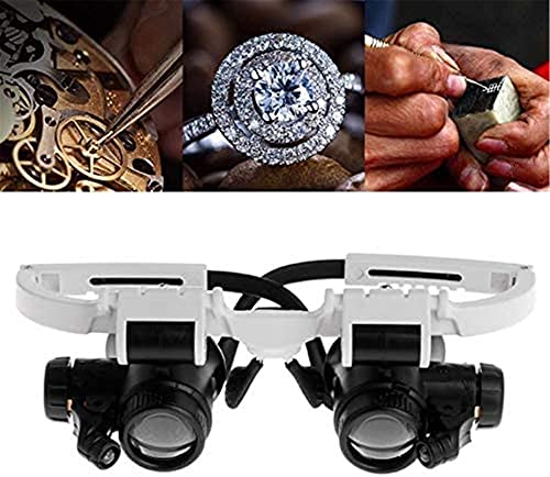 EUQKKWLOY Headband Magnifier,Handheld Digital Magnifier,Head-Mounted Magnifying Glass,Headband Glasses Magnifier Magnifying Glass with Led Lights 8X 15X 23X Illuminated Magnifier Loupe