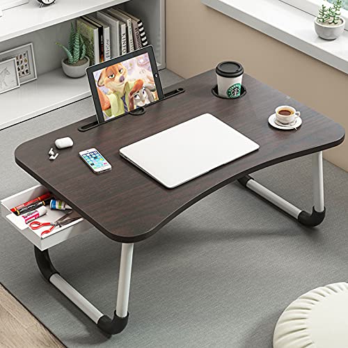 BSNANCA Laptop Desk Table,Folding Table On Bed,Portable Laptop Bed Tray Table,Lap Desk with Cup Holder for Writing/Reading,Perfect for 11-17 Inch Laptops,Black (Blue)