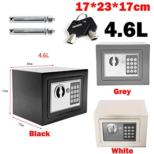 TBLOTYD Safe for Home Office Hotel Safe with 2 Emergency Keys Lockable Security Money Cash Document Safe Box/16L-Gray ，4.6L-Black