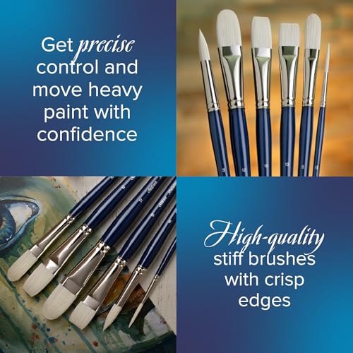 Silver Brush Limited Bristlon Short Handle Detail Oil Paintbrush Set, 6pc