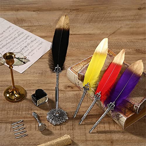 Halloween Cute Feather Pens Set Calligraphy Set Feather Fountain Pens Set (Color : A) (G)