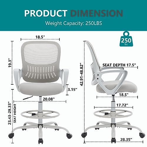 DUMOS Ergonomic Drafting Chair, Tall Office Chair for Standing Desk