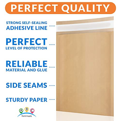 ABC PACK & SUPPLY Kraft Bubble Mailer, 7.25 x 11 Inches, Natural Brown Padded Envelopes Self Seal, Tear Resistant, 200 Pack, Paper Shipping Envelopes