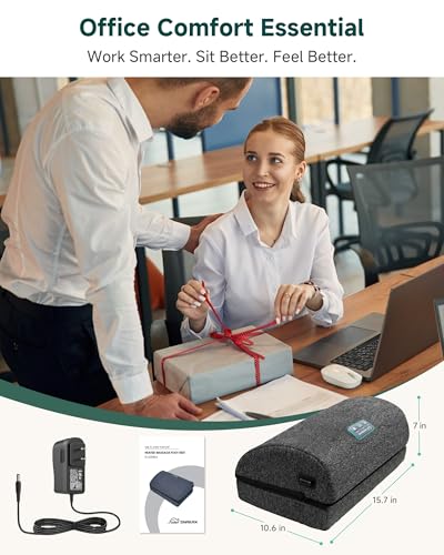Snailax Heated Foot Rest Under Desk at Work, Ergonomic Vibration Foot Stool