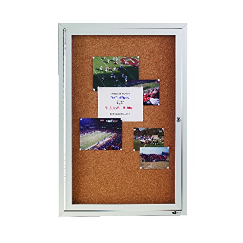 Quartet Bulletin Board, 2' x 3' Enclosed Cork Notice Board, Lockable Swing Door, Weather Resistant Aluminum Frame (2121)