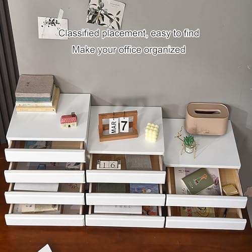 STCERY Solid Wood Drawer-type Multi-layer Desktop Storage Box, Thickened Storage Drawer Organizer, Invisible Handle Cabinets, Suitable for Office Area/study/home(Brown,31cm/12.2in)