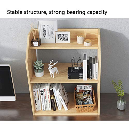 BINGQIAN Standing Bookcase Desktop Bookshelf Office Shelves Desktop Organizer Home Bedroom Small Storage Rack Simple Multi-Layer Bookcase, 20.1"×7.9"×23.6" Desktop Book Stand(A)