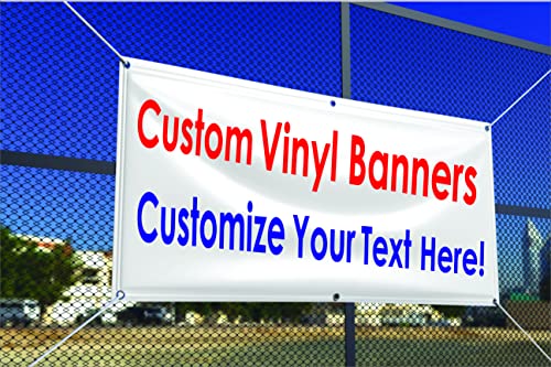 Custom Vinyl Banner Premium Coated Vinyl indoor outdoor Heavy Duty Sign Custom Text for Parties,Business,Birthday,Graduation and More (5X25)