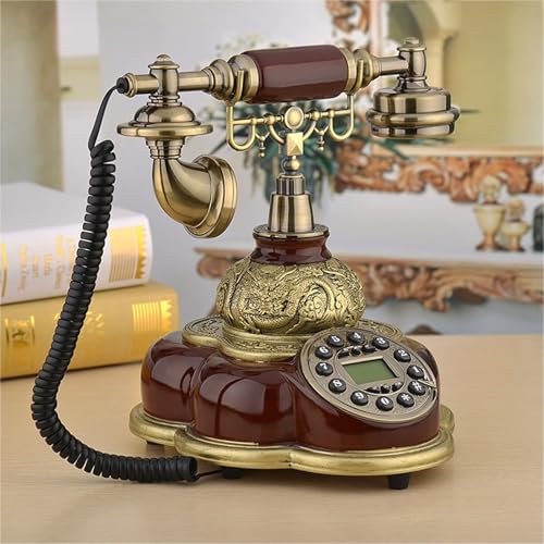 Vintage Landline Phone with Mechanical Ringer & Speaker Function - Retro Dial Telephone for Home, Office, Hotels