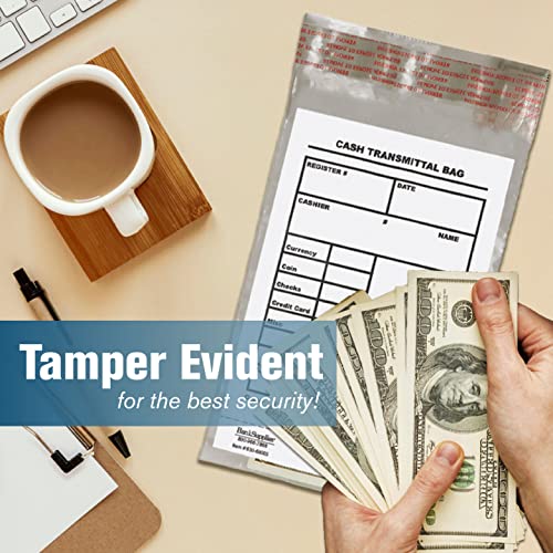 BankSupplies Cash Transmittal Bags Tamper-Evident 6W x 9H Case of 500 Clear Polyurethane with Side-Weld Seams for Currency, Coins, Checks, and Receipts