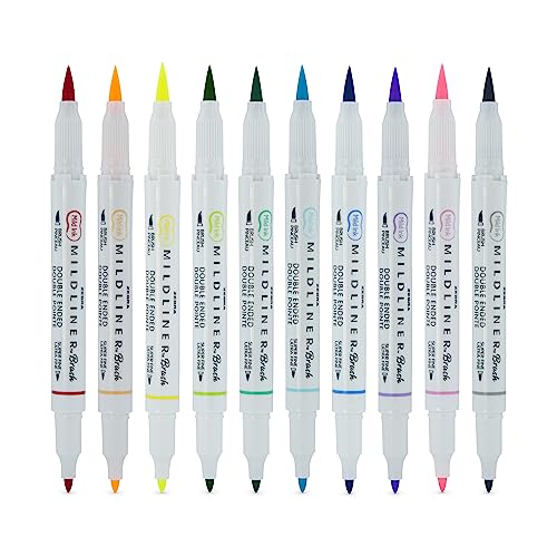 Zebra Highlighters Mildliner Double Ended and Brush Pens Standard Colors 20pc Mug Set