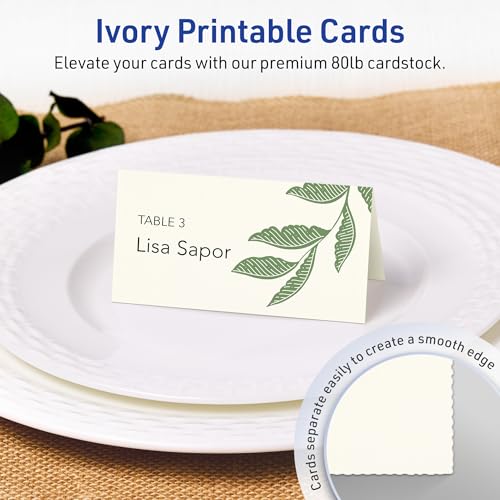 Avery Printable Rectangle Tent Cards with Sure Feed Technology, 2-1/6" x 4", Matte Ivory Cardstock, Print-to-the-Edge, Laser/Inkjet, 200 Total, Great for Table Talkers, Promotional Signs, and More