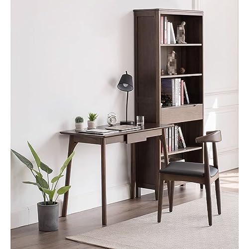 ntumLeap Computer Desk W/Storage Drawer Solid Wood Home Office Writing Desk Nordic Simple Laptop Work Study Table for Small Spaces,Brown-80 * 50 * 76cm