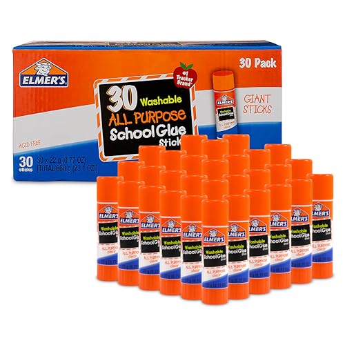 Elmer's All Purpose School Glue Sticks, Washable, 22 Grams, 30 Count - Classroom, Arts & Crafts, #1 Teacher Brand