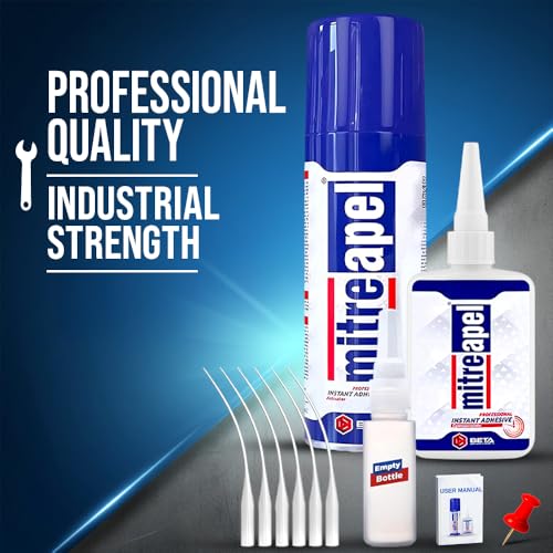 MITREAPEL CA Glue with Activator (1.7oz-6.7 floz) Instant Bond Professional Cyanoacrylate Adhesive and Super Glue Accelerator for Woodworking,Ceramic,3D Printing,Glass, DIY&Craft, Plastic,Repair