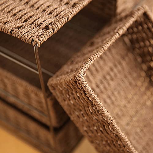 Storage Drawer Simple 3-Tier Desktop Storage Box Hand-Knitted Office Drawer Type Storage Box Desktop Storage Box Organizer with 4 Drawers, 2 Colors Desktop Organiser Storage Box (Color : Natural)