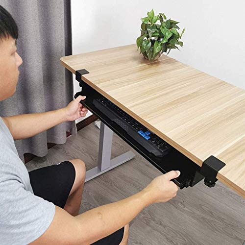 AUGUSE Keyboard Tray Drawer, Keyboard Platform Sliding Keyboard Tray Under Desk Mount Computer Keyboard and Mouse Extender Pull Out Platform Drawer