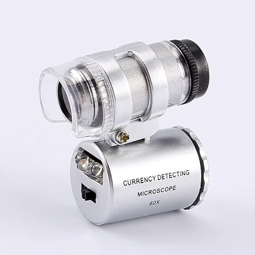 EUQKKWLOY Microscope Accessories Kit Slide Preparation Camer Mini Lens 60X Pocket Magnifier Microscope with Led Light Microscope Accessories